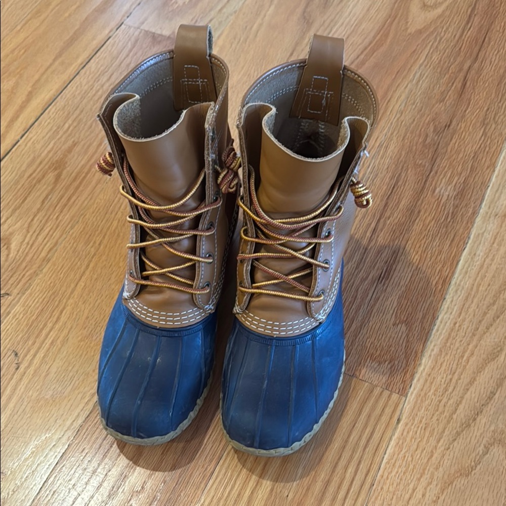 Womens Brown and Blue LLBean Duck Boots